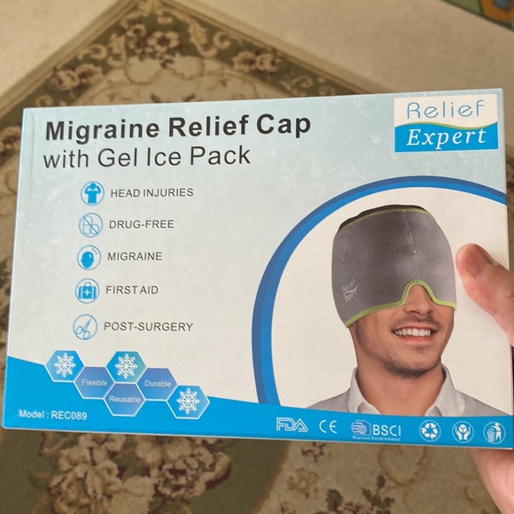 Migraine Relief Cap With Gel Ice Pack Soothe Pain & Relieve Fatigue - Picture 8 of 10